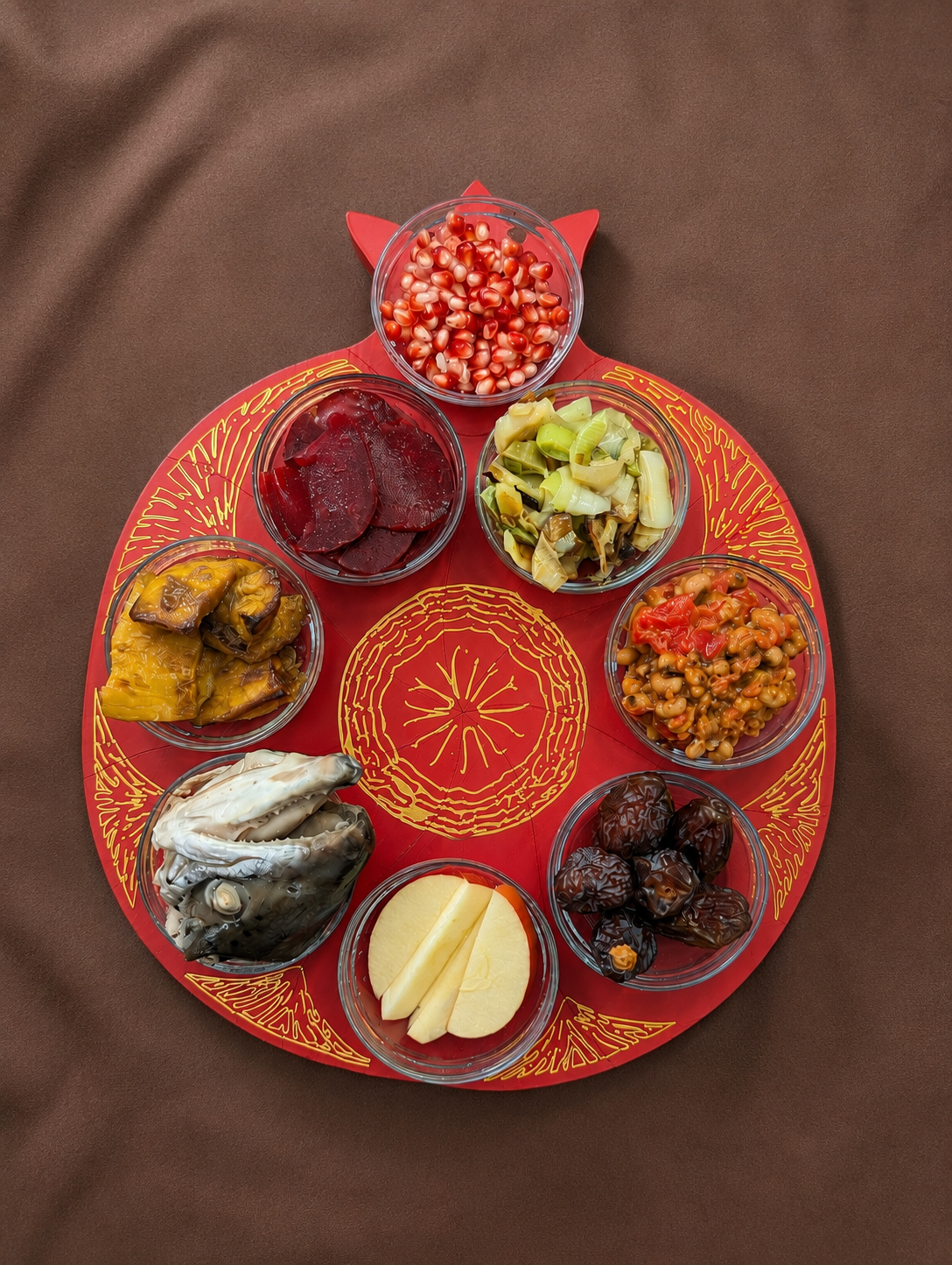Rosh Hashanah Pomegranate Simanim Platter